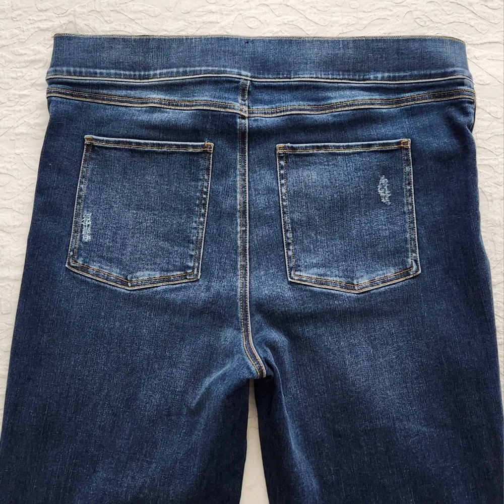 SPANX Distressed Ankle High Waist Sculpting Pull-On Jeans, Size XL